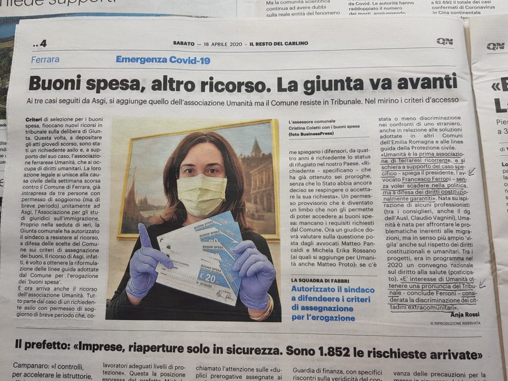 articolo giornale Il Resto del Carlino.