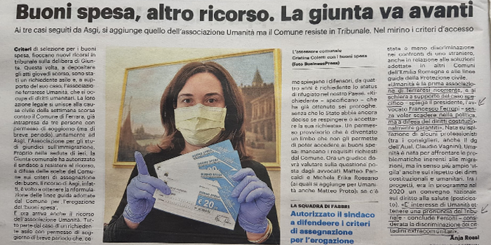 Articolo “Buoni spesa, altro ricorso. La giunta va avanti”