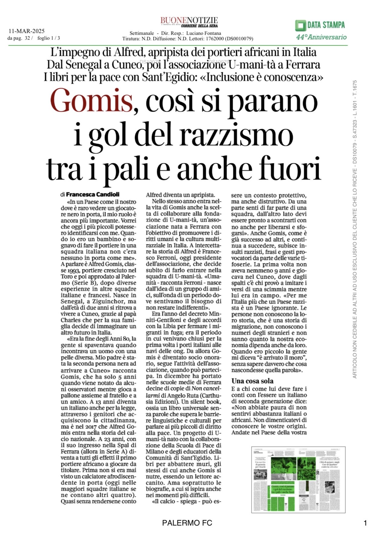 Gomis, così si parano i gol del razzismo tra i pali e anche fuori