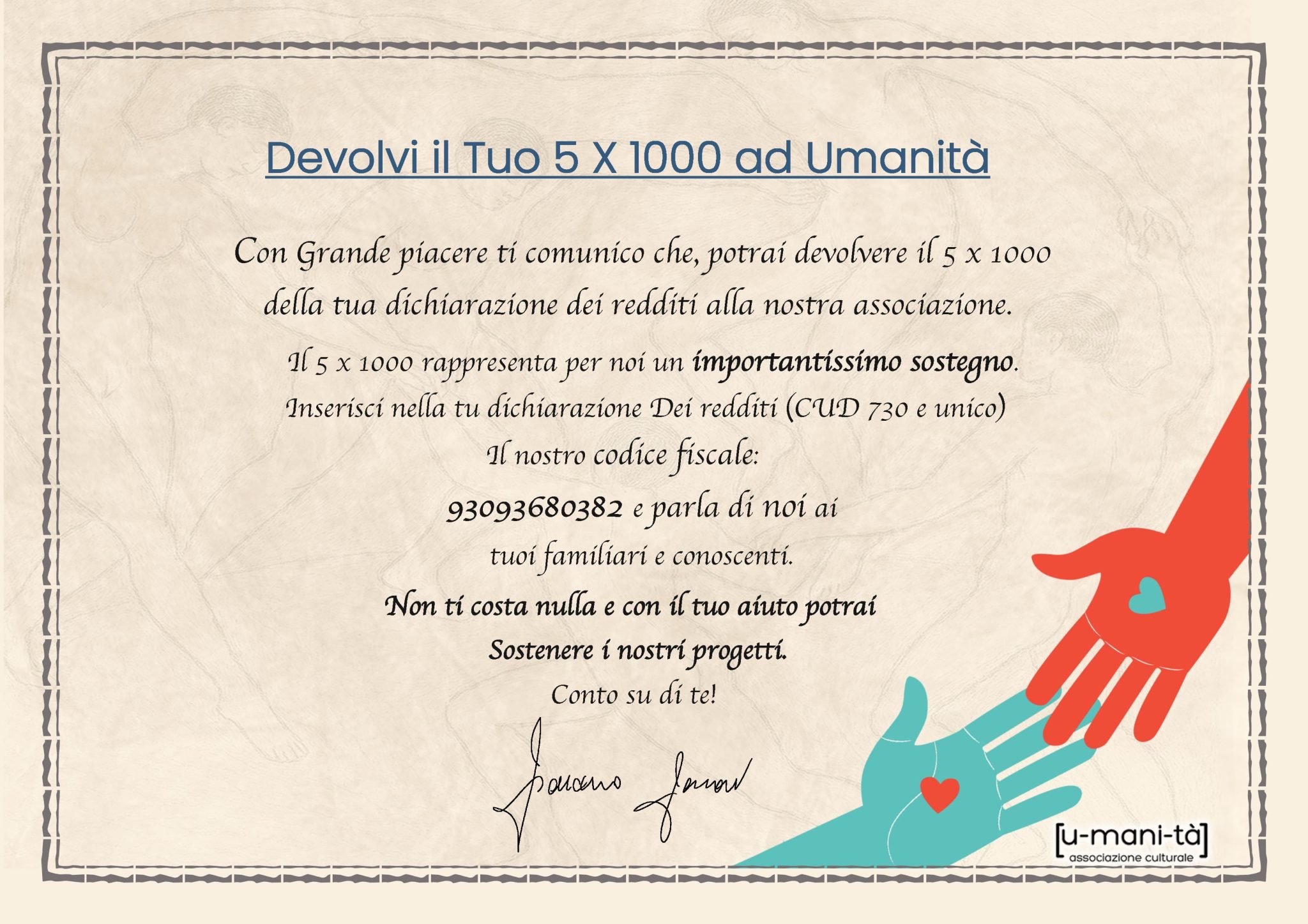 DEVOLVI IL TUO 5×1000 AD UMANITA’