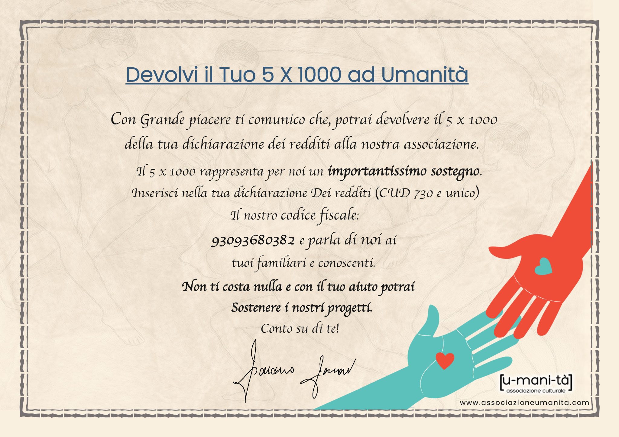 DEVOLVI IL TUO 5×1000 AD UMANITA’