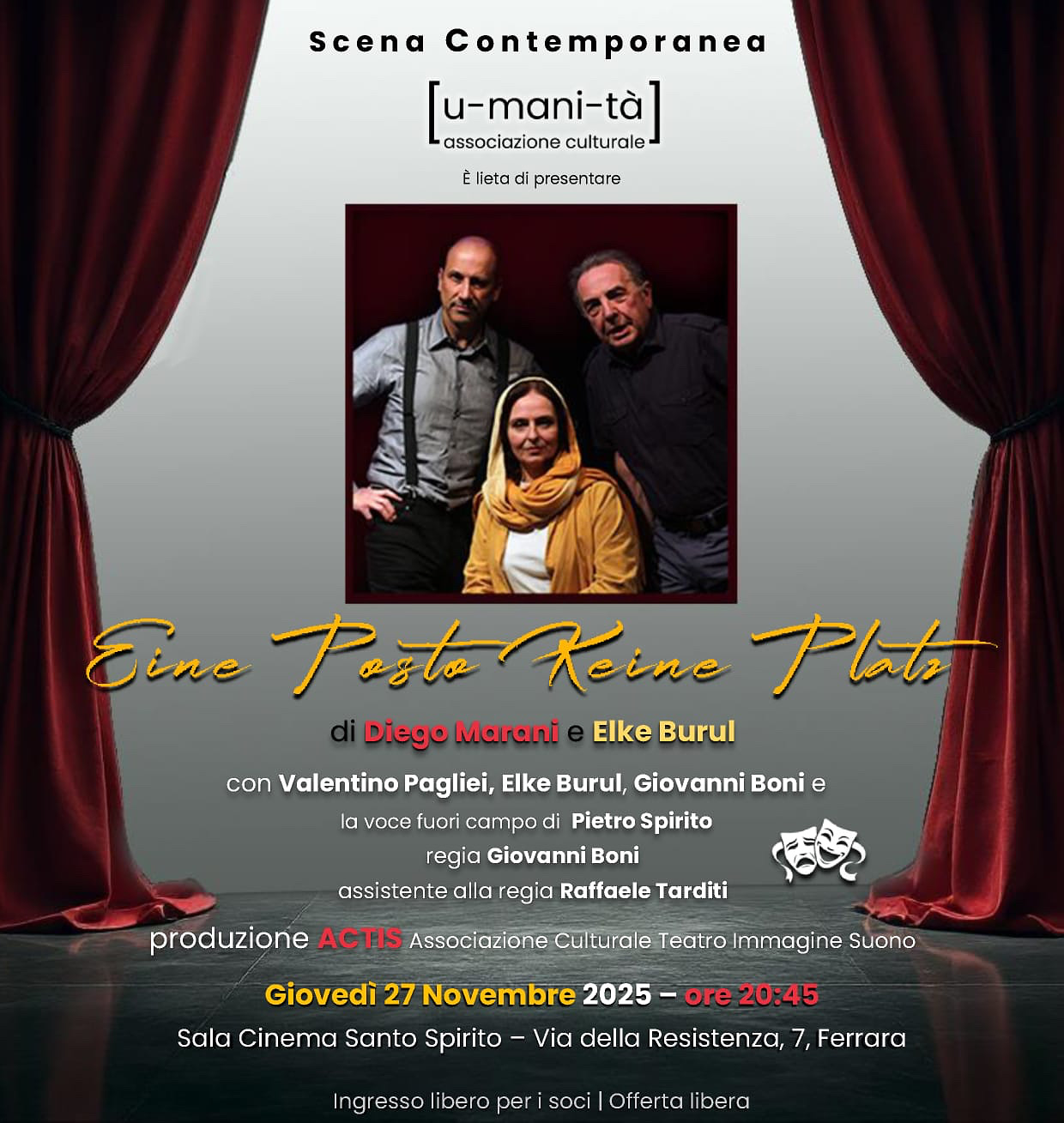 L’[u-mani-tà] presenta Scena Contemporanea: EINE POSTO KEINE PLATZ